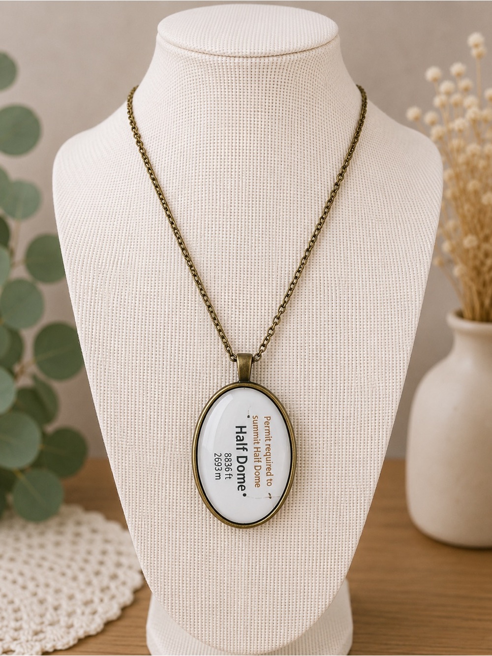 Handmade Yosemite National Park Half Dome Map Keychain Pendant Necklace